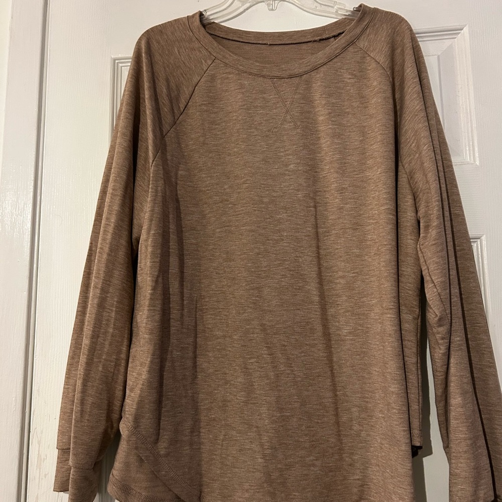 Casual Brown Long Sleeve Top